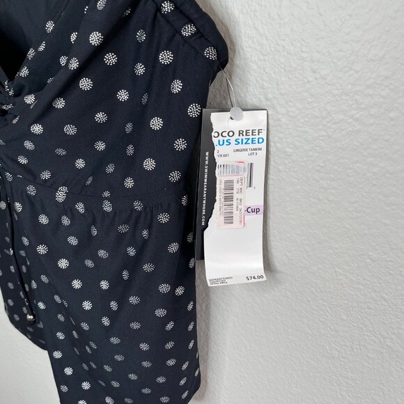 Coco Reef Womens Plus Size 22W/44DD Navy Polka Dot Tankini Top Swimsuit - Picture 5 of 9